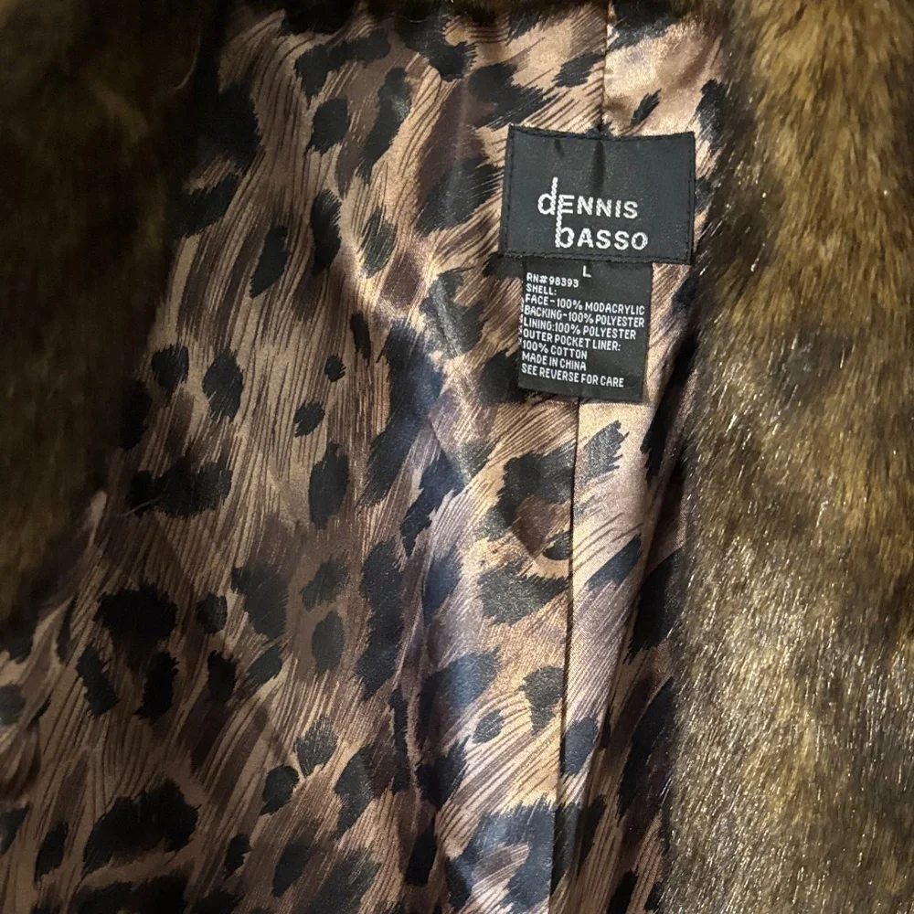Dennis Basso Brown Faux Fur Coat - Picture 2 of 9